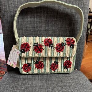 RARE Beaded Ladybug Patterned Handbag